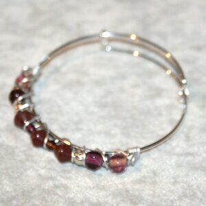 Amber, plum, and rose glass bangle bracelet BB-20-005